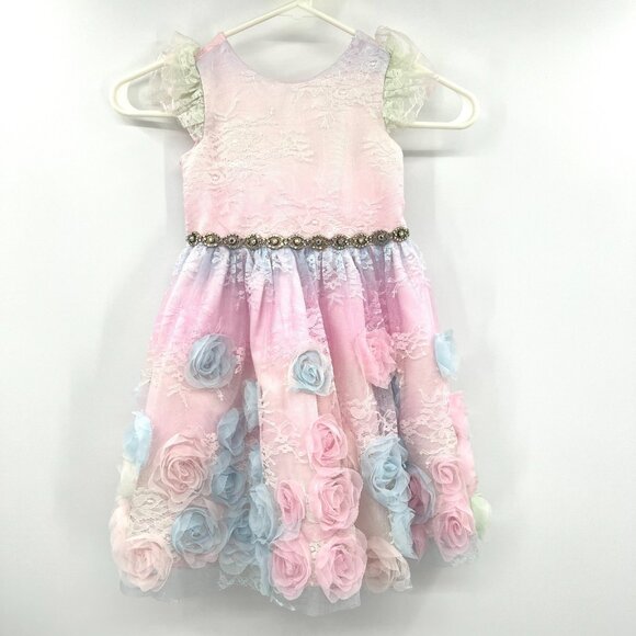 Rare Editions Pastel Ombre Lace Sparkle Dress Toddler 4T - Picture 1 of 3